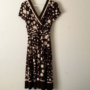 Sandra Darren Polka Dot Cap Sleeved Dress Size 8